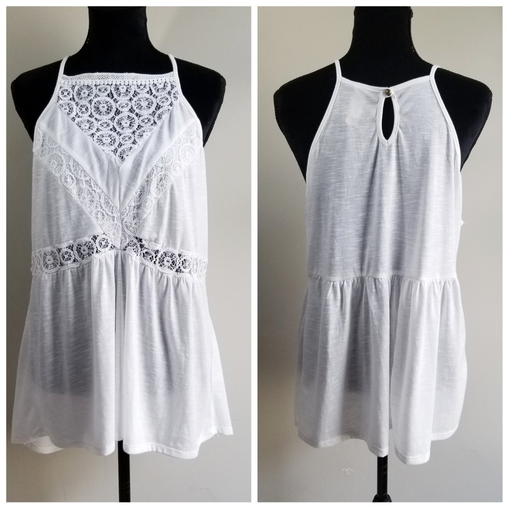 lace detail flowy tank top